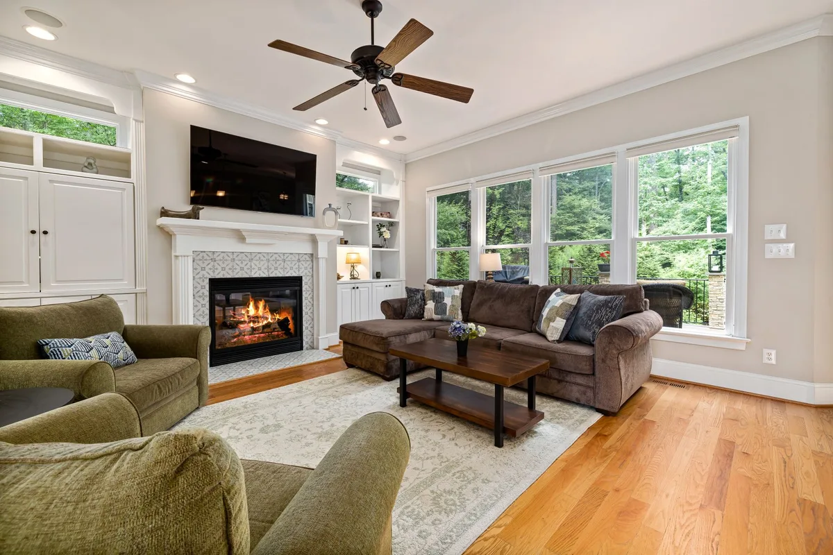 overhead view of a common ceiling fan with a remote control receiver
